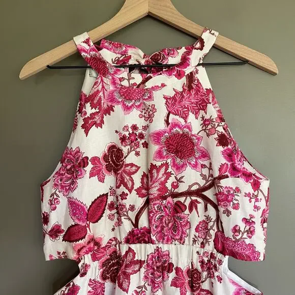 CARA CARA Savannah Cutout Floral-print Linen Mini Dress In Pink Size Medium - Picture 5 of 16